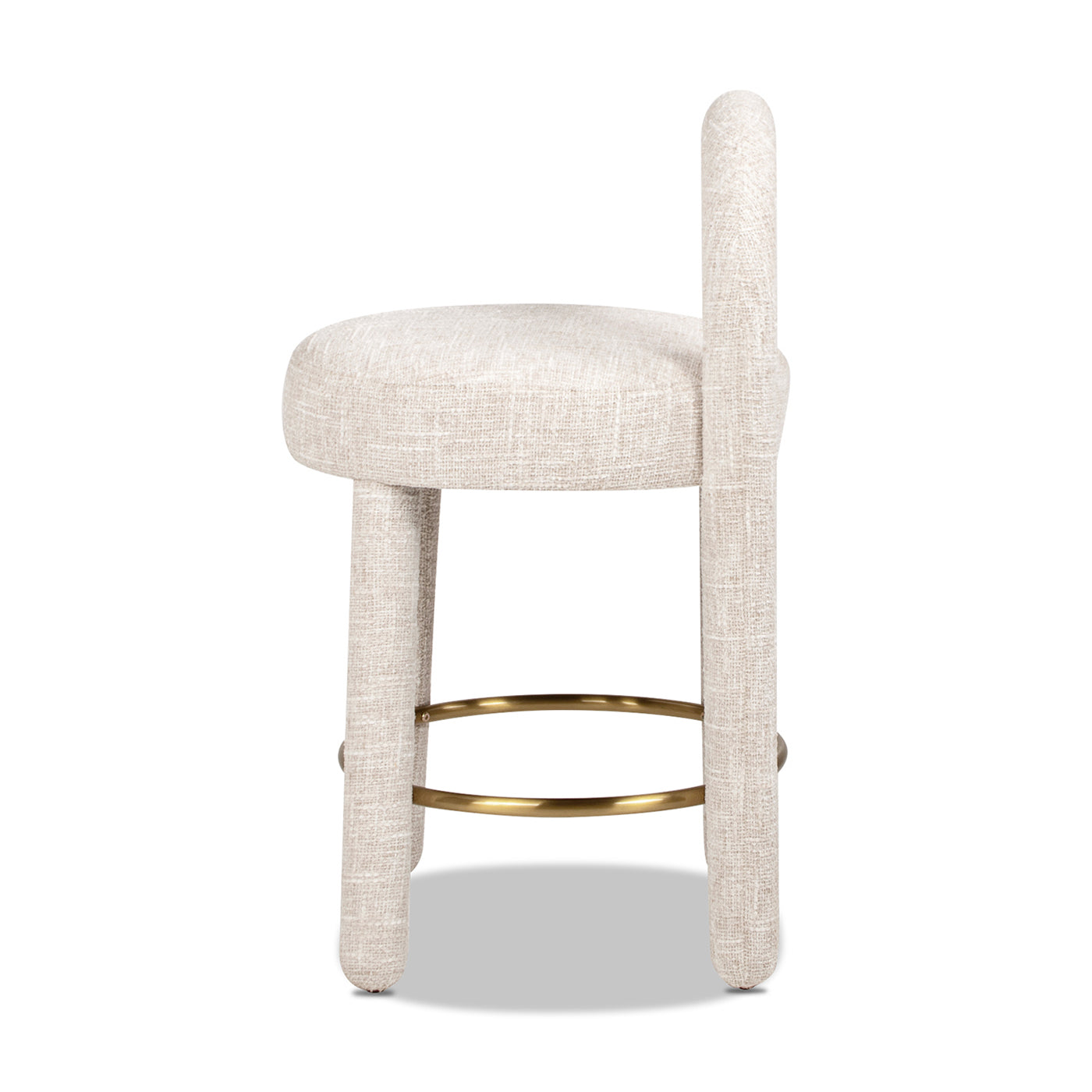 Penny 26.5" Round Arched Upholstered Counter Stool, Set of 2, Travertine