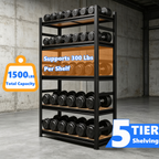 63-Inch Height Storage Shelving Unit with Five-Tier Adjustable Shelves