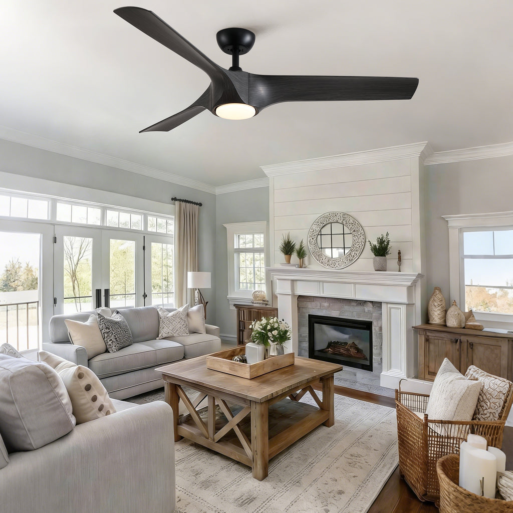56" Modern Farmhouse Reversible Quiet Motor Ceiling Fan Light