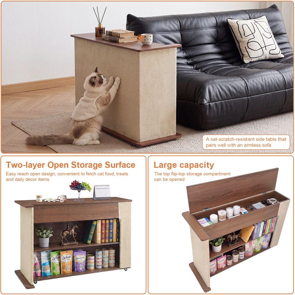 2-in-1 Cat Scratcher Side Table with Storage