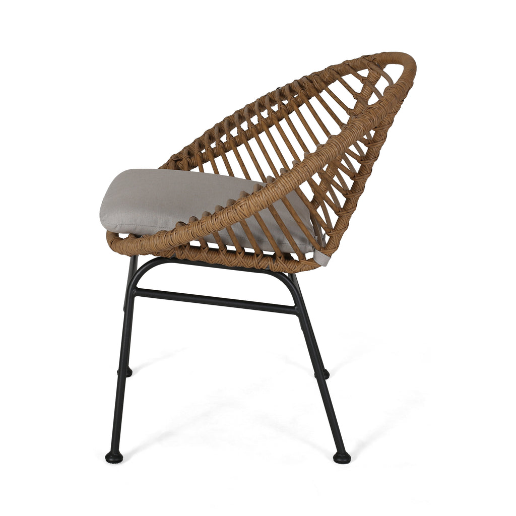Engle Outdoor Woven Patio Chair with Cushions (Set of 2)