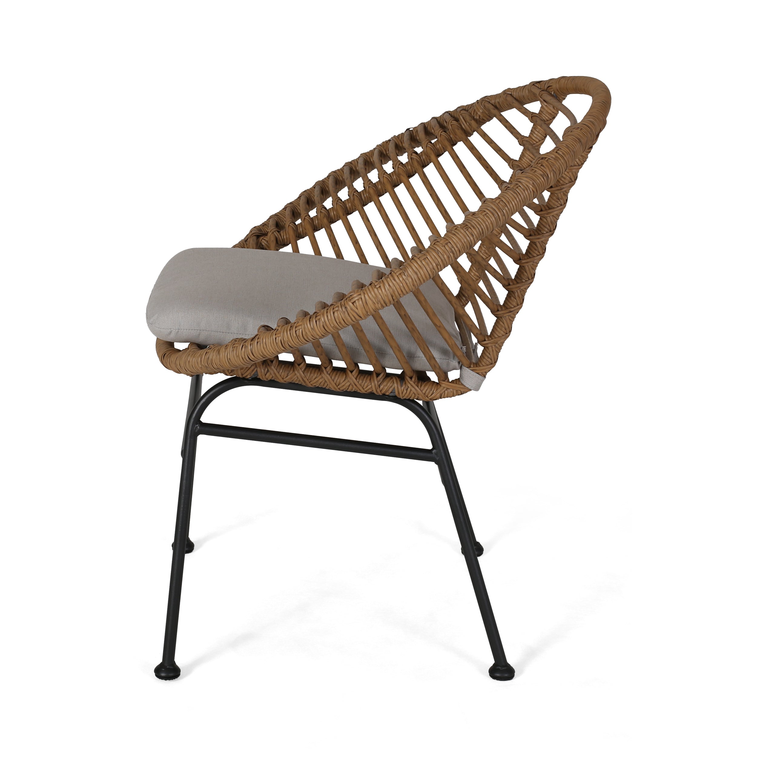 Engle Outdoor Woven Patio Chair with Cushions (Set of 2)