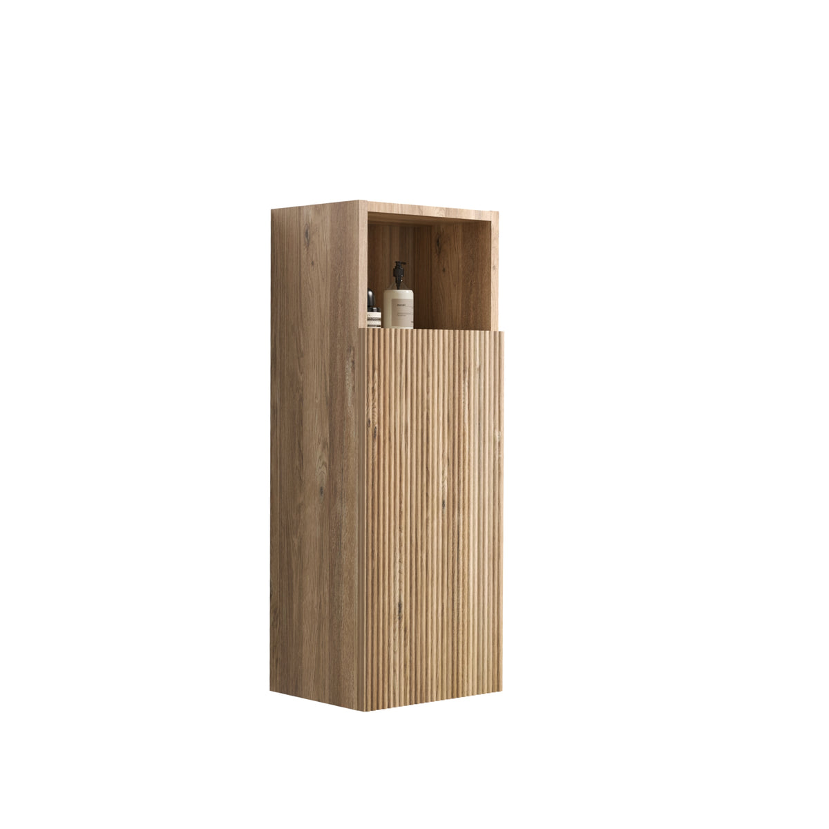 Rough Oak Floating Bathroom Cabinet, 12-Inch Wall-Mounted Storage