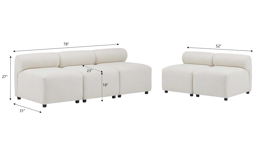 Evelyn 5-Piece Modular Free Combination Sectional Chenille Sofa Couch