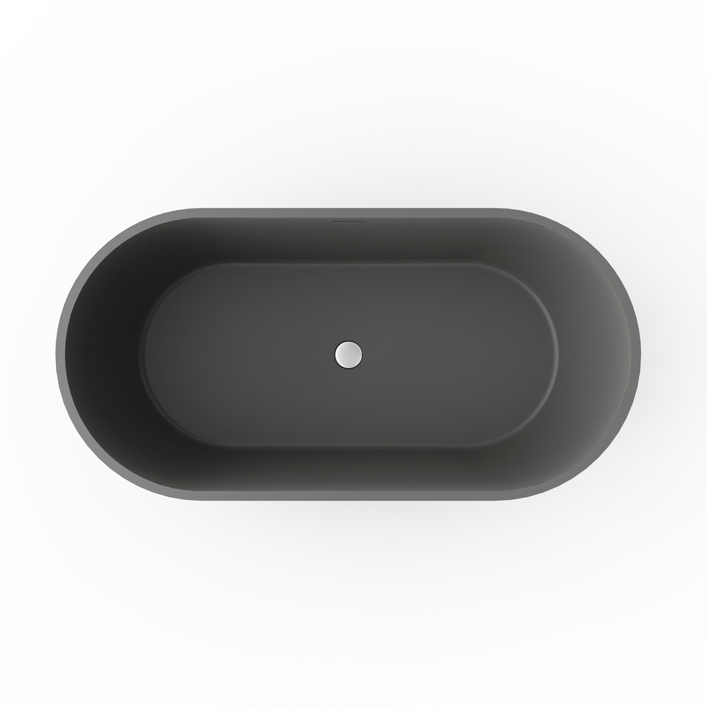 63 Inch Solid Surface Oval Shape Freestanding Bathtub