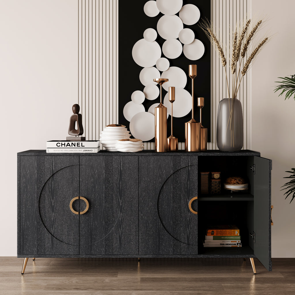 Modern Lacquered 4 Door Wooden Cabinet Sideboard Buffet