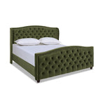Marcella Upholstered Shelter Headboard Bed Set, King, Olive