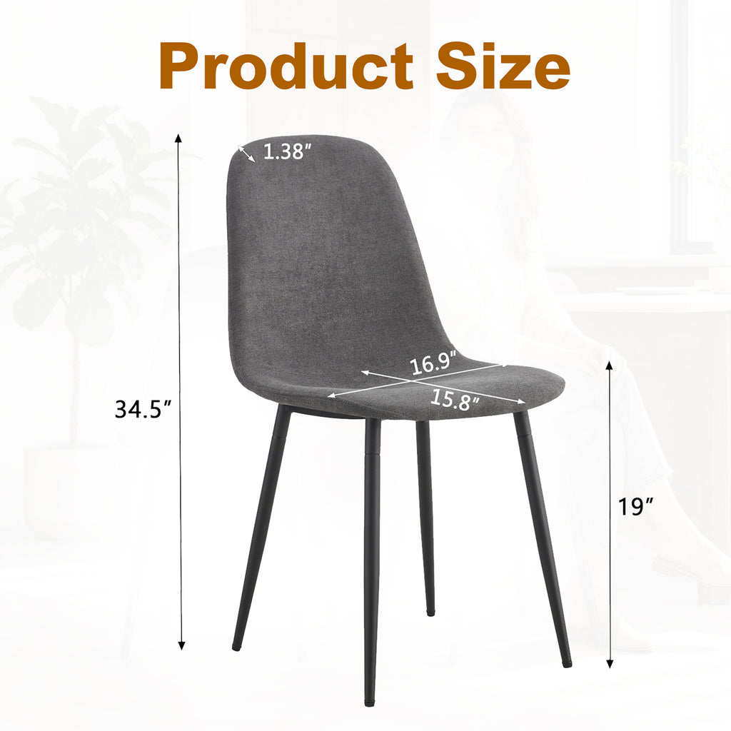 Comfortable Linen-Cotton Dining Chair Set - Six Pieces in Dark Gray