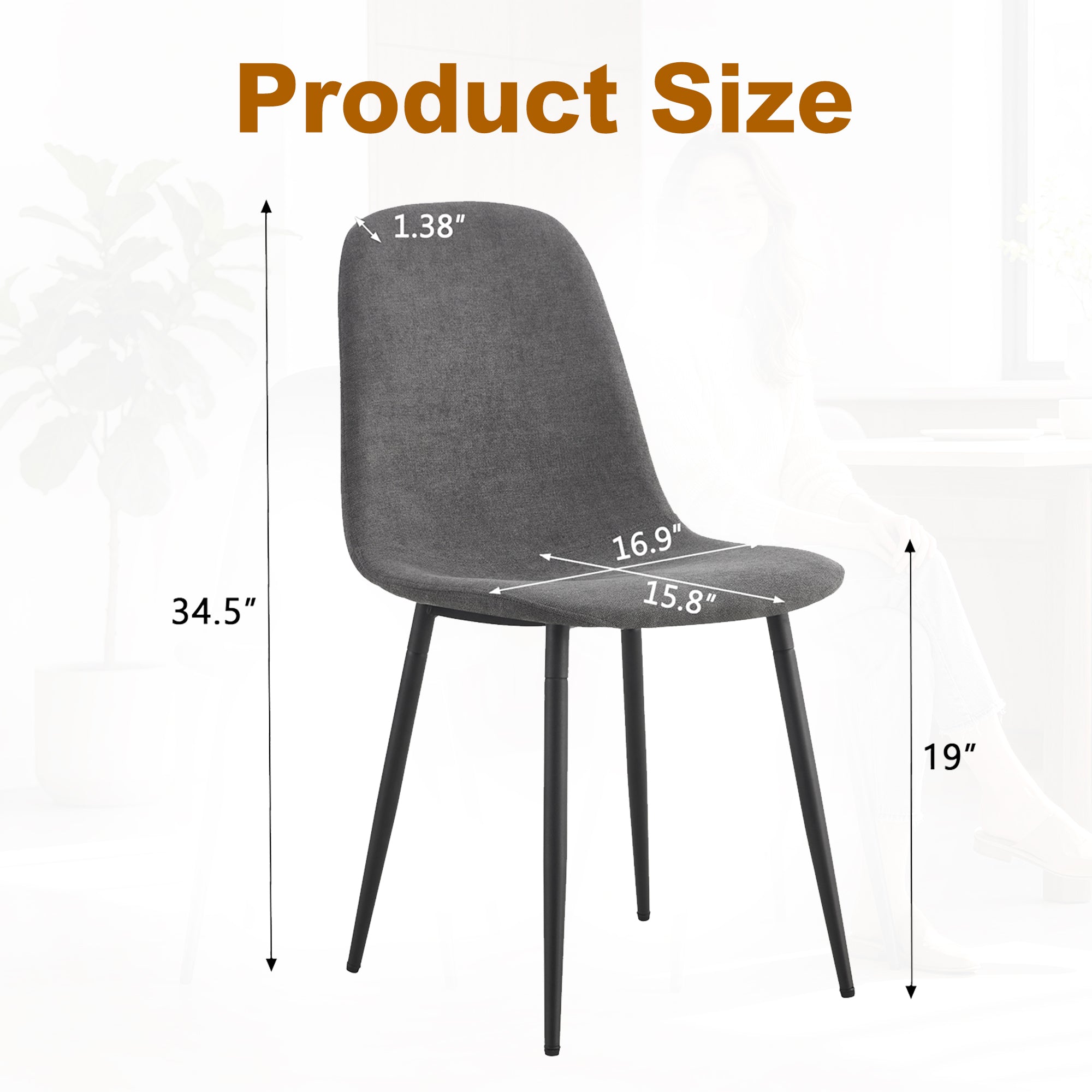 Comfortable Linen-Cotton Dining Chair Set - Six Pieces in Dark Gray