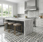 12x12 White Gray Waterjet Marble Tiles