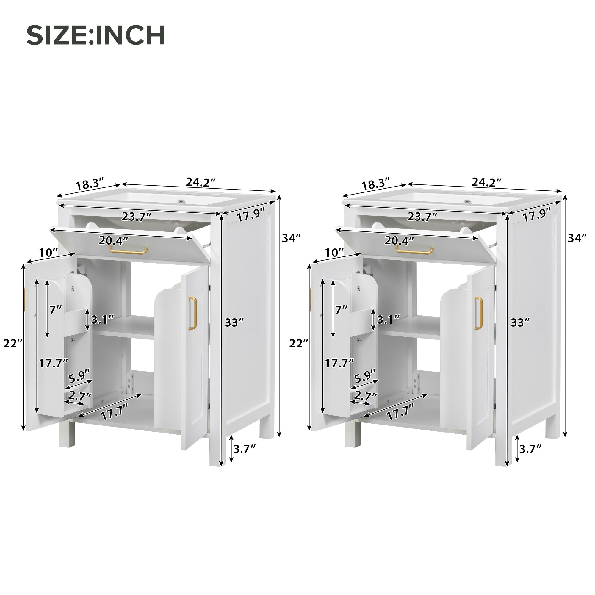 Modern 48-Inch Bathroom Vanity with Ceramic Sink