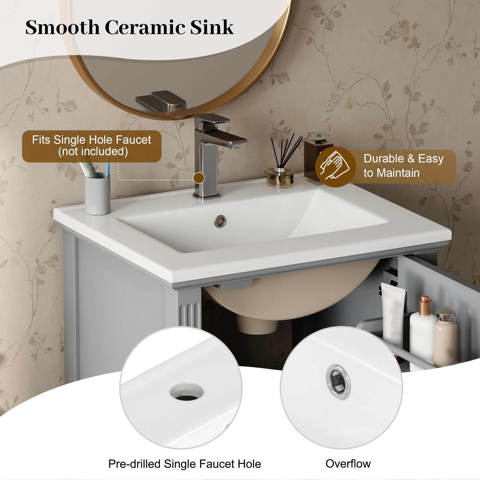 20" Bathroom Vanity with Ceramic Sink