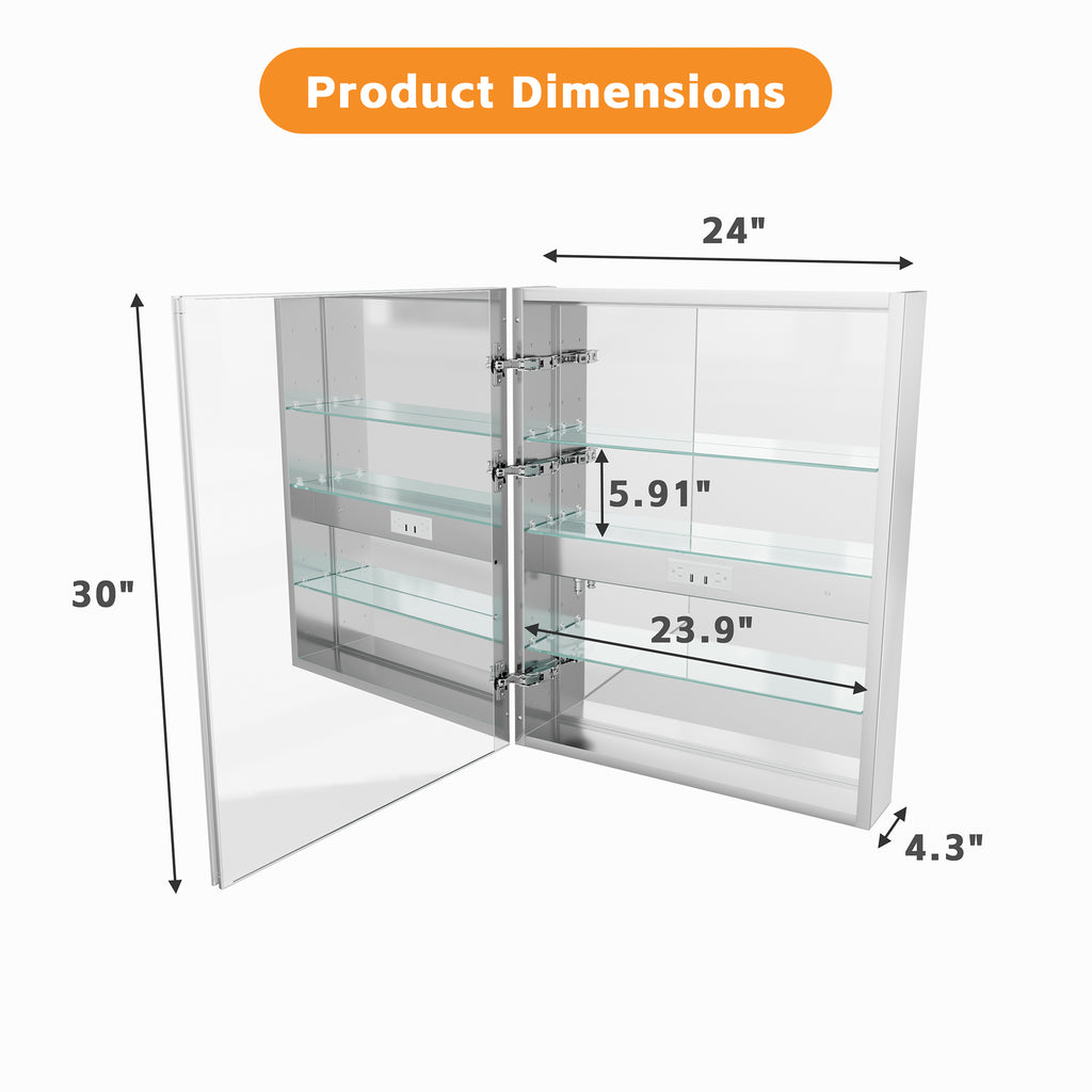 Bathroom LED Lighted Medicine Cabinet with Storage