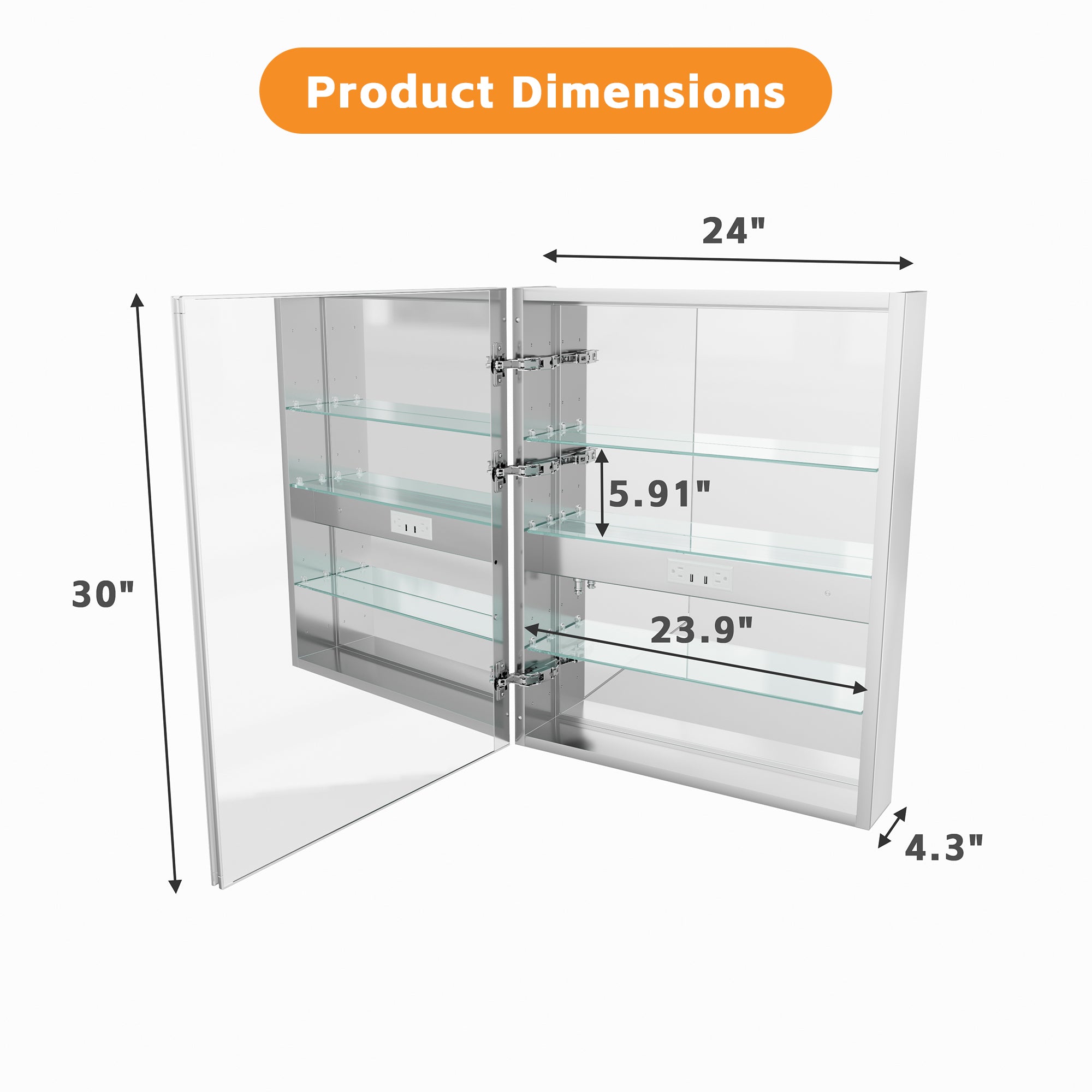 Bathroom LED Lighted Medicine Cabinet with Storage