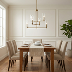 Timeless Six Lights Chandelier With Clear Ribbed Glass - Satin