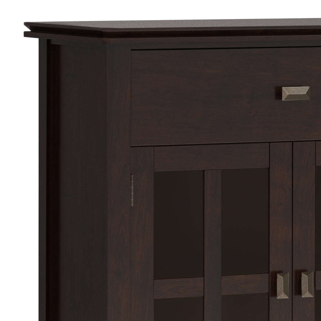 Artisan Solid Wood Large 4 Door Sideboard Buffet in Dark Chestnut