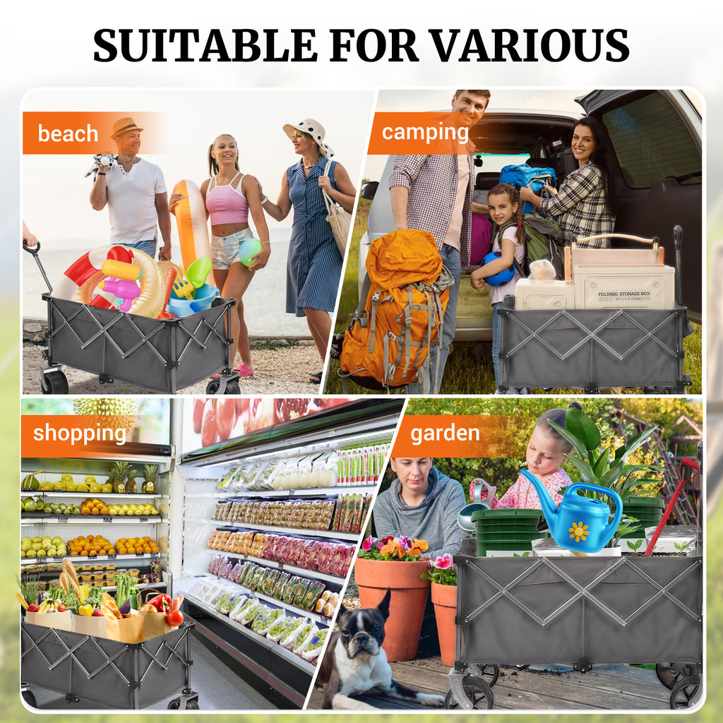 Portable 400L Collapsible Wagon - Folding Cart for All Occasions