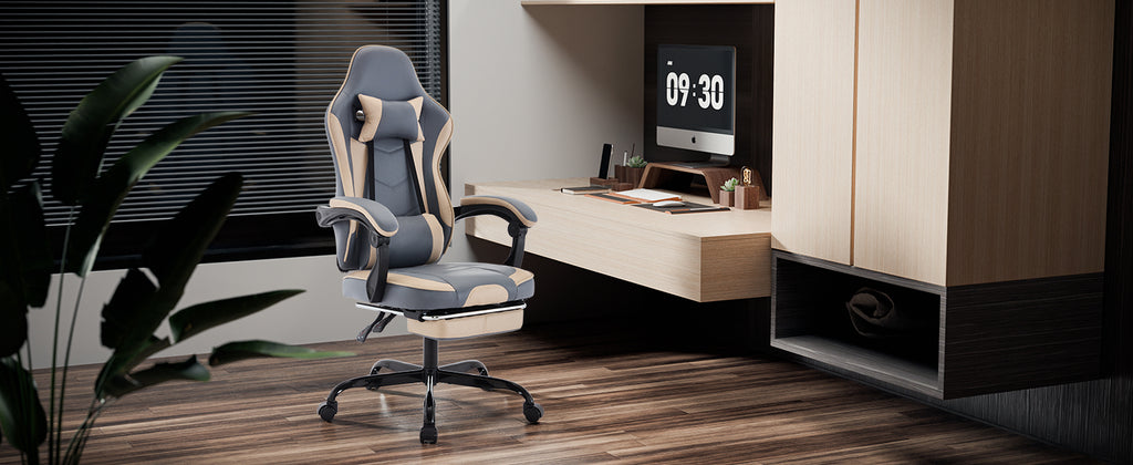 Ergonomic Gaming Chair with Footrest and Massage Lumbar Support