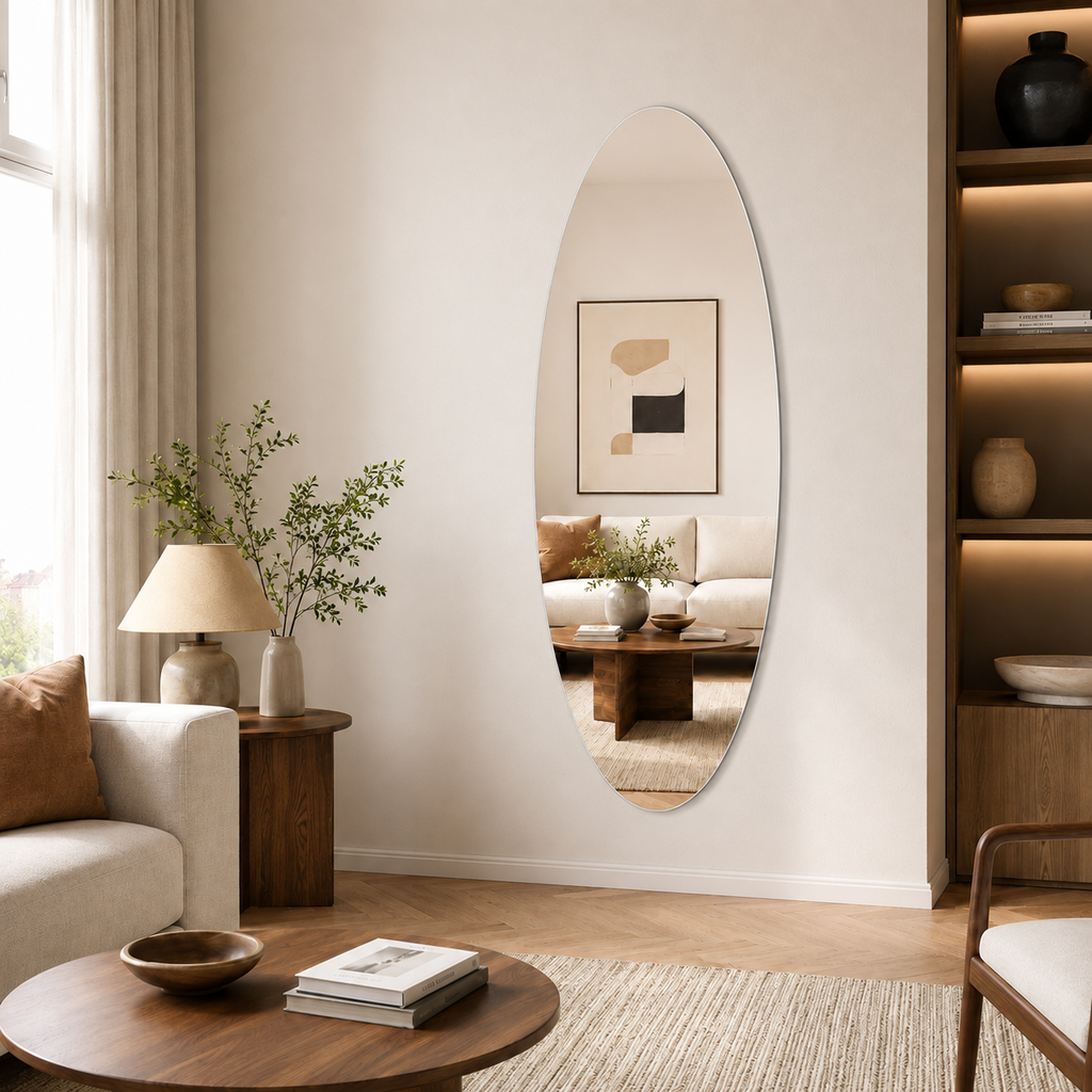 65" x 21" Modern Oval Full Length Wall Mirror