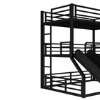Metal Triple Bunk Bed with Slide