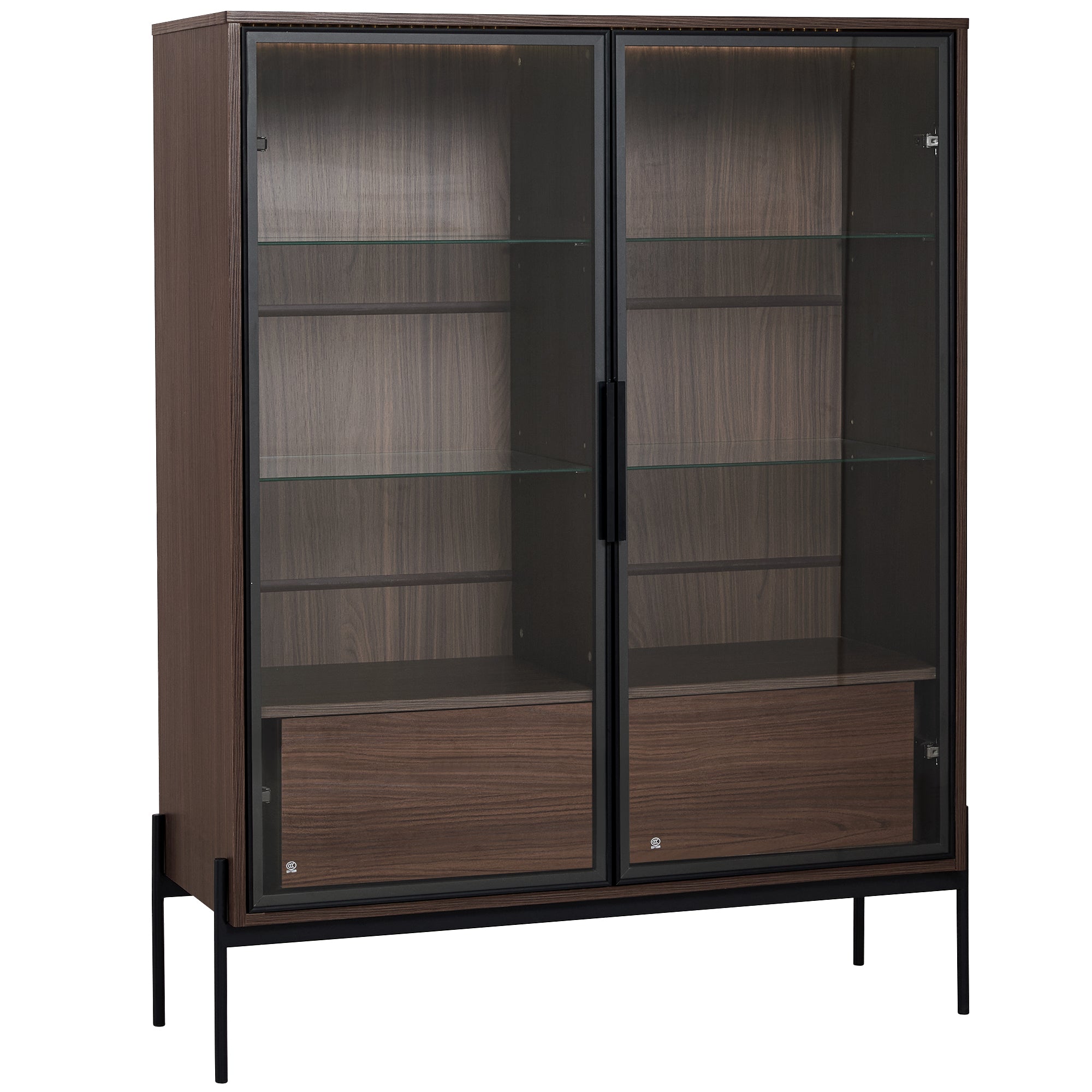 51.2'' Freestanding Display Cabinet with 2 Storage Drawers