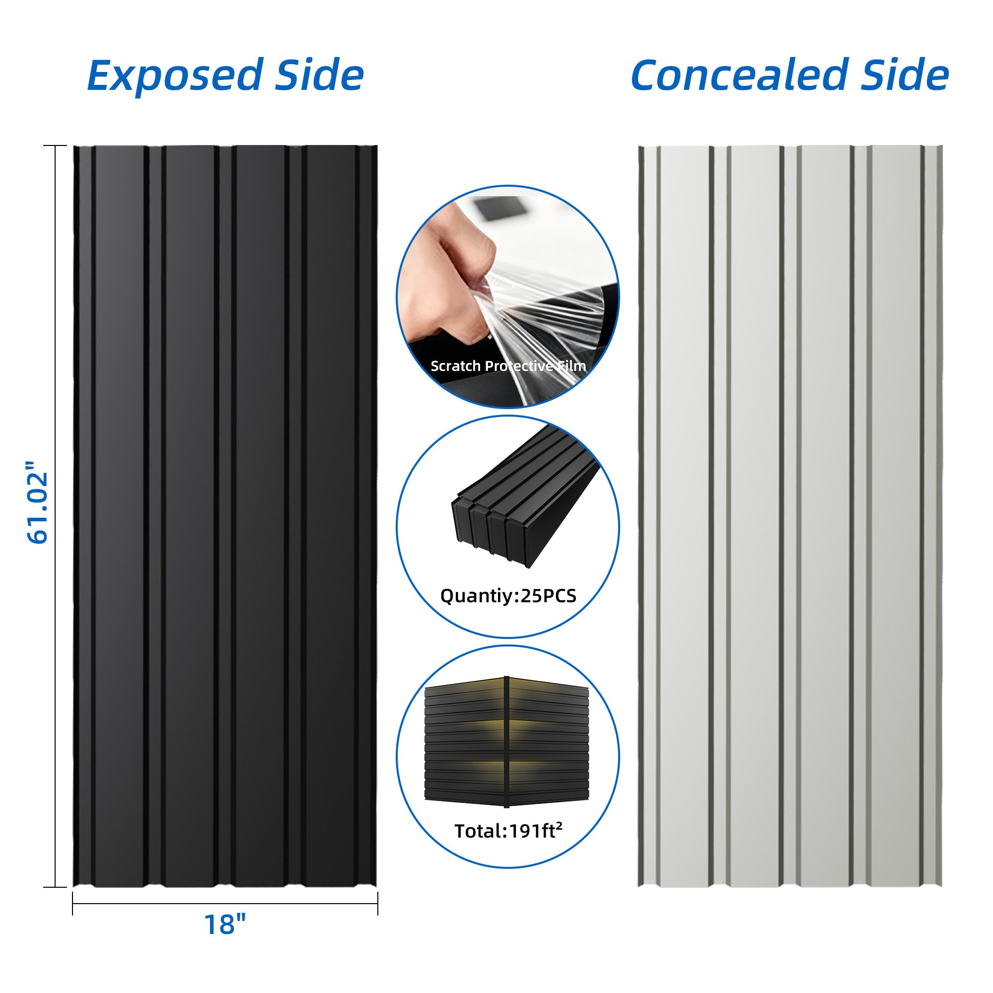 61 Inch Galvanized Metal Roof Panels - Set of 25