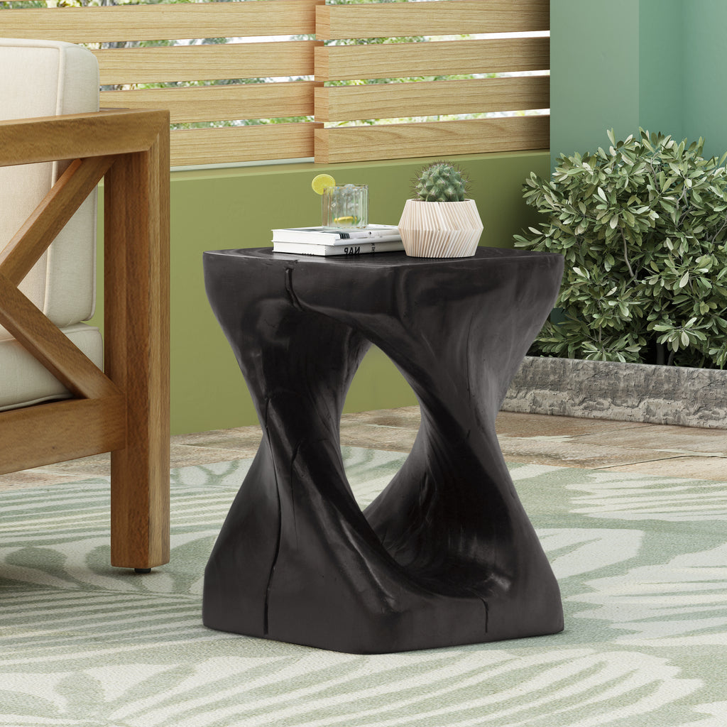 MGO Twist Shape Side Table, Wood-like texture
