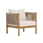 Outdoor Club Chair Set of 2 with Acacia Wood Frame in Teak Look