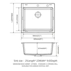 Quartz Kitchen Sink - 25 x 22" x 9.65"