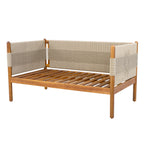Outdoor Acacia Wood Loveseat with Diamond Rope Weave & Cushions
