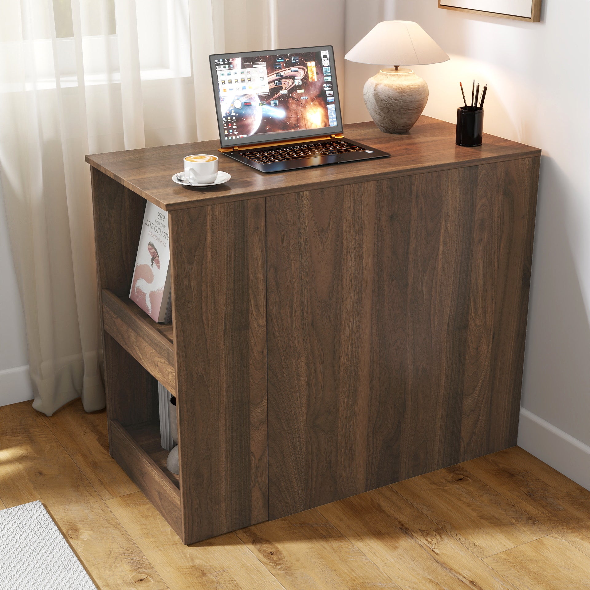 Computer Desk with Drawers - Modern Corner Home Office Storage