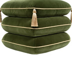 Monarch 19.5" Tassled Ottoman, Olive