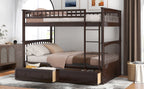 Full Over Full Bunk Bed with Drawers, Convertible Beds