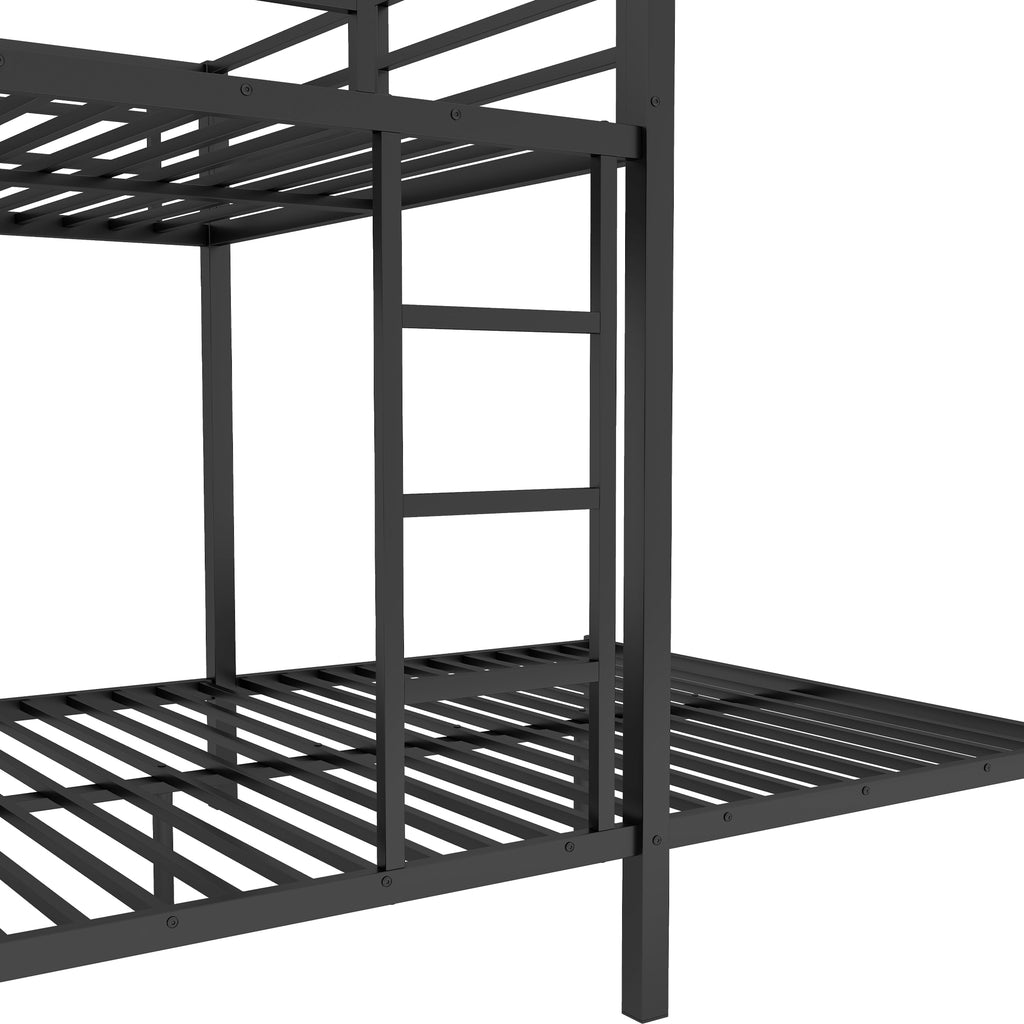 Queen Over Queen Size Bunk Bed Frame with Built-in Wardrobe