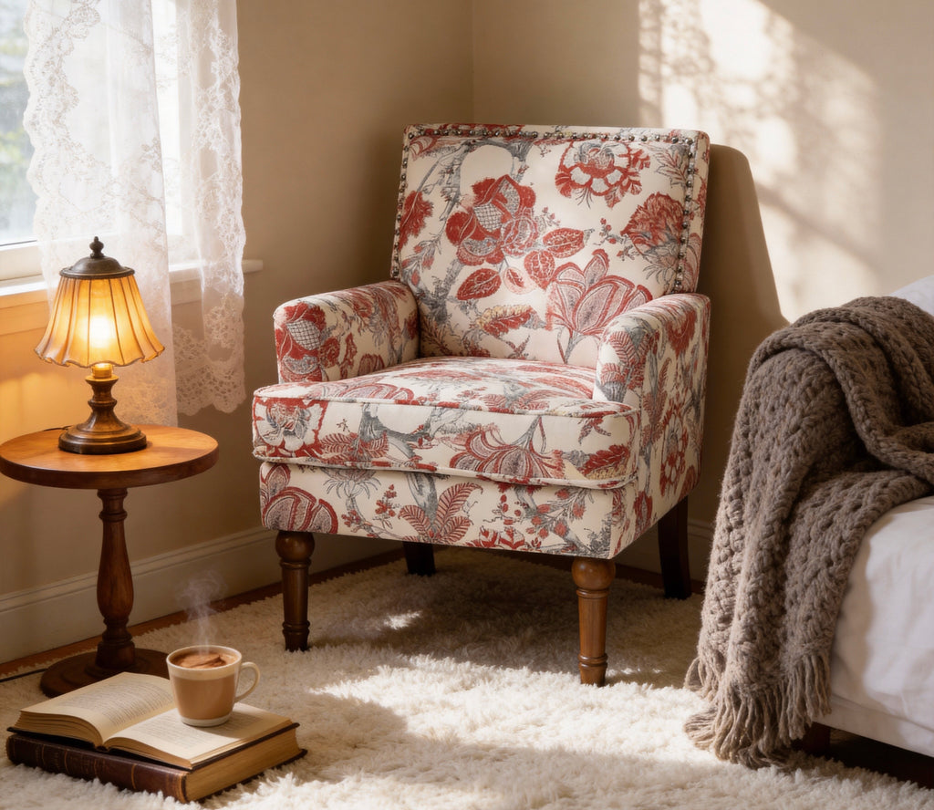 Accent Chair with Solid Hardwood Frame and Hand-Woven Paper Rope Arm