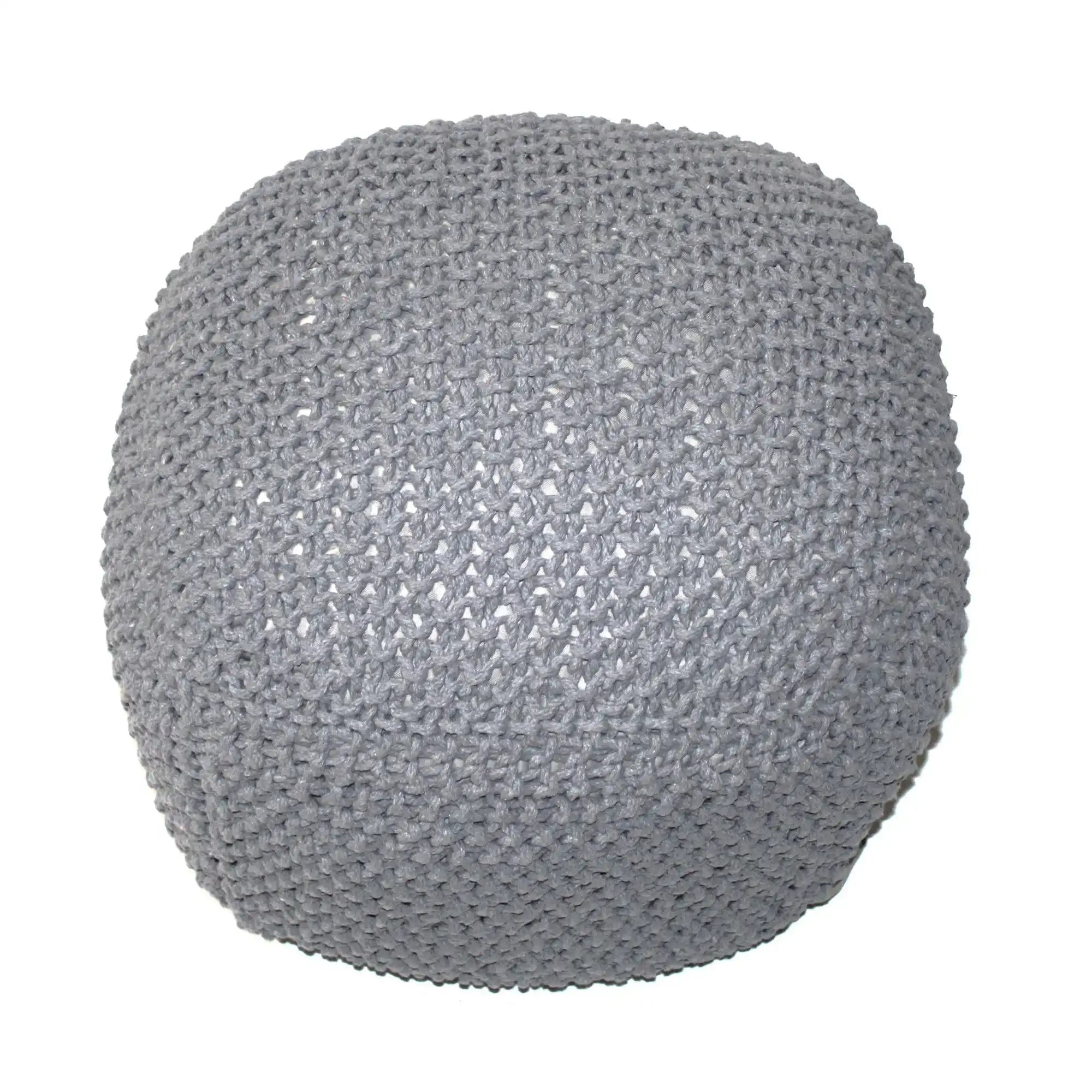 Semi Rounded Pouf Cable Knitted Perfect Seating
