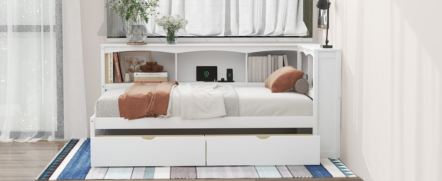 Twin Size Daybed with Two Storage Drawers and USB Ports