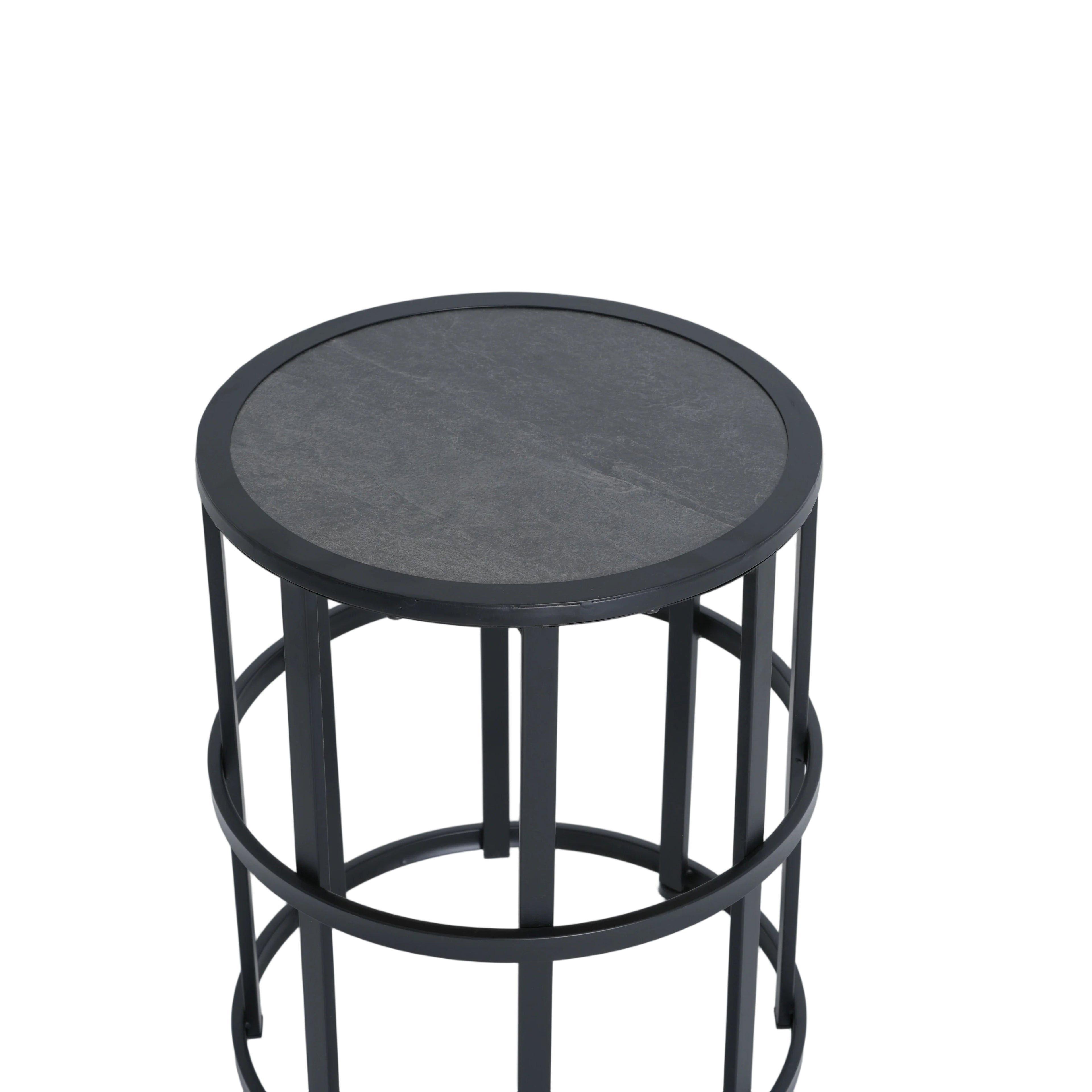 Ceramic Tile Side Table with Powder Coated Iron Frame