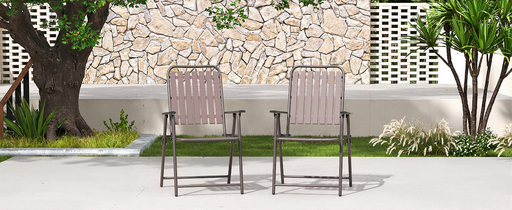 Brown 2-Piece Folding Chair Set