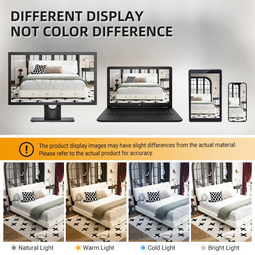 King Size Bed Frame with Tufted Headboard