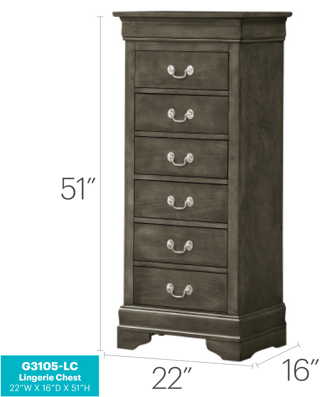 Louis Phillipe G3105-LC Lingerie Chest