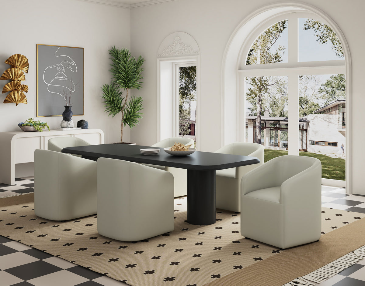 Anna Round Vegan Leather Armchair in Stone