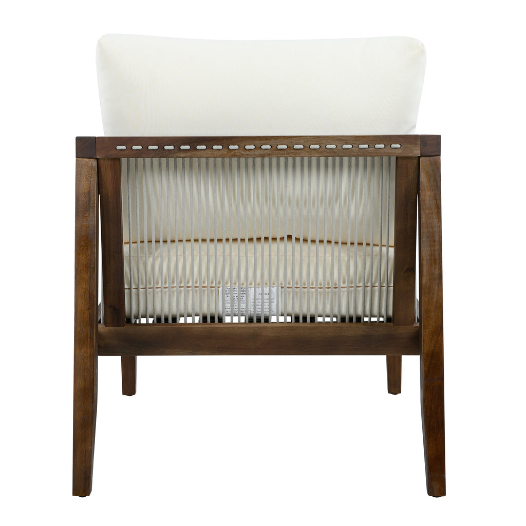 Outdoor Club Chair, Acacia Wood Frame with Rope Back