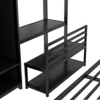 Queen Over Queen Size Bunk Bed Frame with Built-in Wardrobe