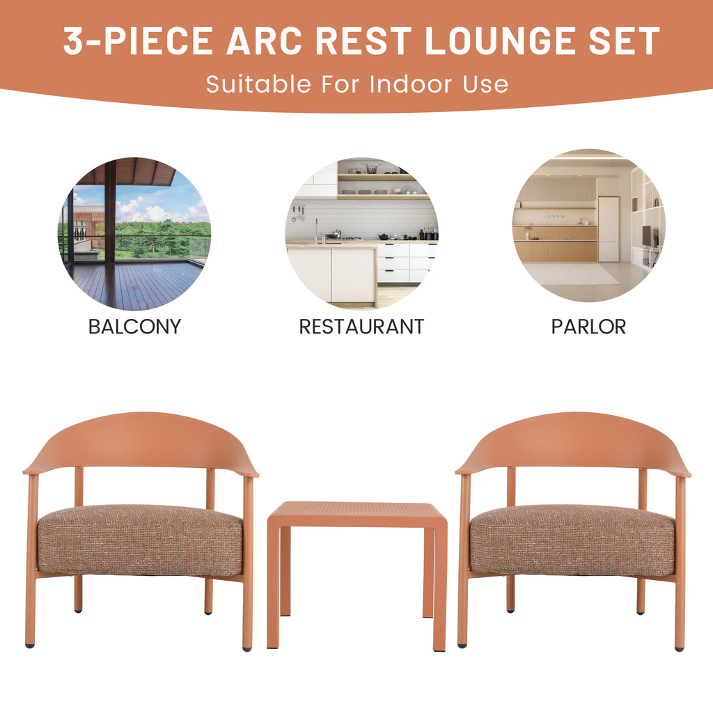 Summer Modern 2-Piece Accent Chair Set with Coffee Table – Apricot