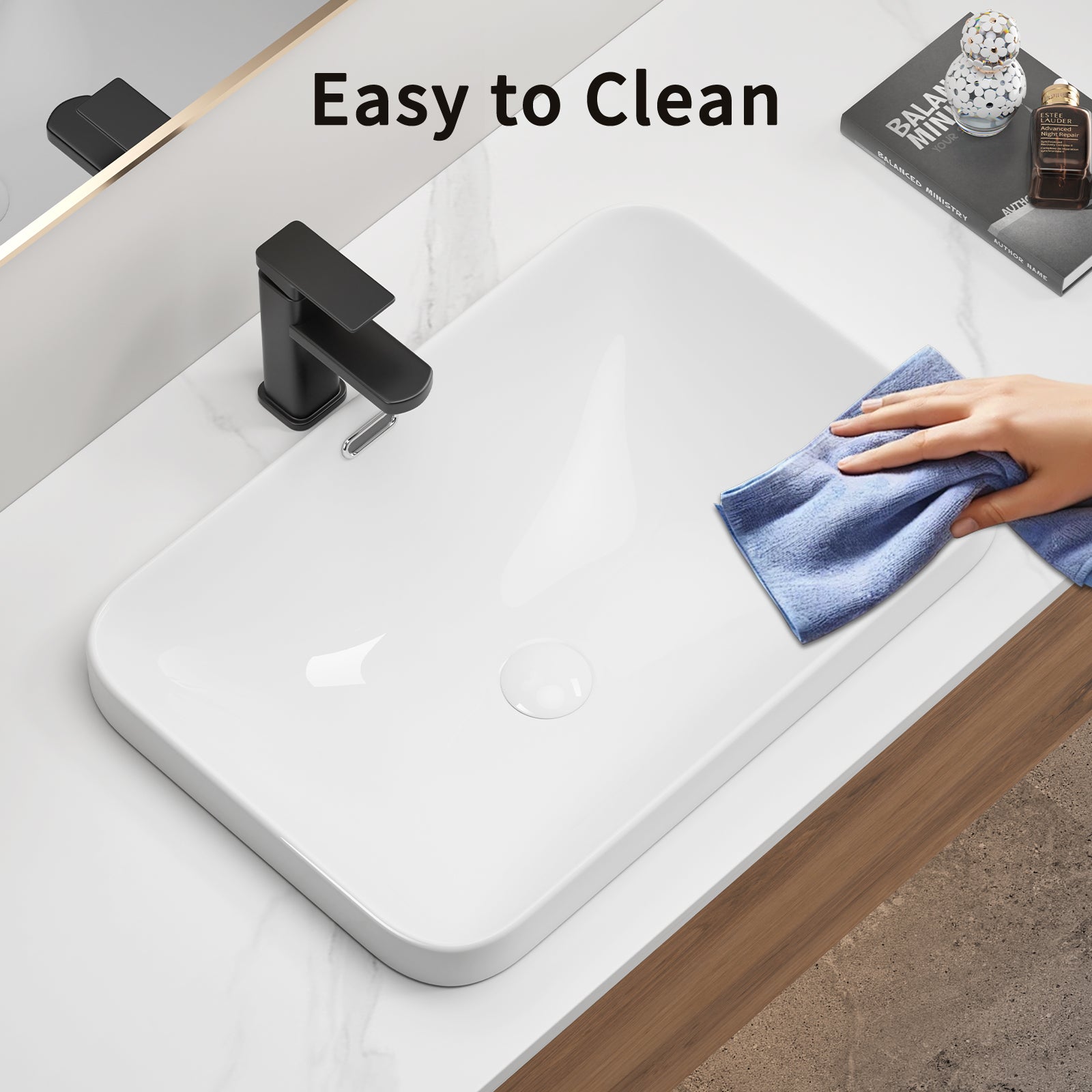 Ceramic Undermount Bathroom Sink 22.05" x 15.36" x 6.7"