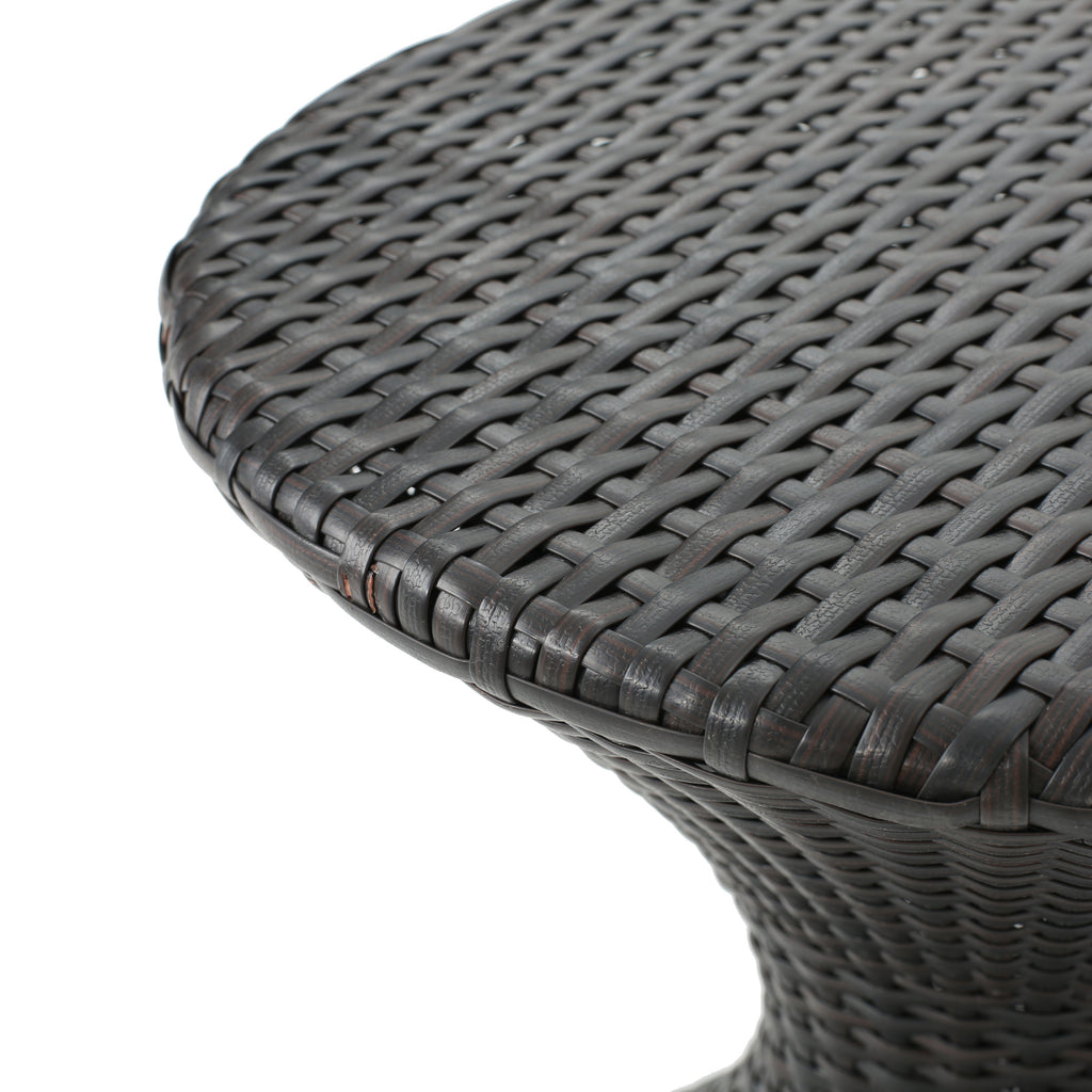 Outdoor 16-Inch Multi-Brown Wicker Hourglass Side Table