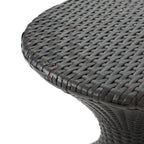 Outdoor 16-Inch Multi-Brown Wicker Hourglass Side Table