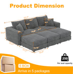 Plush Corduroy 3-Seat Sofa
