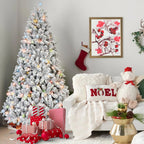 4FT Flocked Christmas Tree with 150 Colorful UL Lights and 21 Pine Cones
